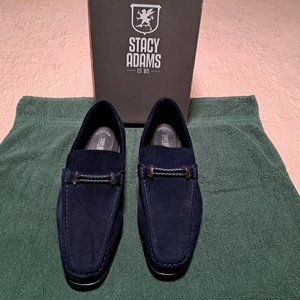 Stacy Adams Suede Men Blue Slip On Loafer Dress Shoes